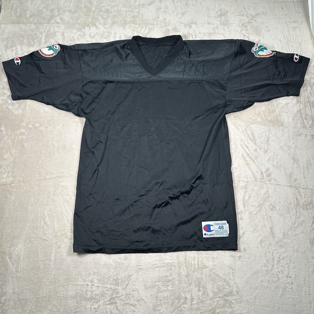 VTG Champion Miami Dolphins Black Football Jersey NFL Blank Size 48 *RARE* 90’s